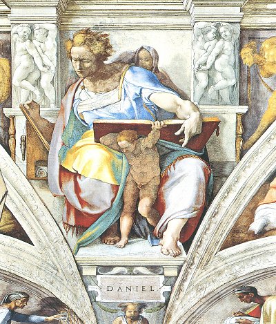 Sixtinische Kapelle Sibyllen und Propheten Der Prophet Daniel von Michelangelo als Kunstdruck auf Leinwand