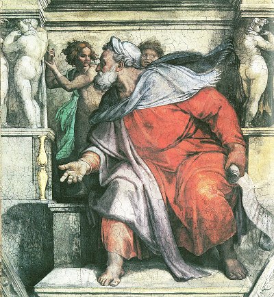 Sixtinische Kapelle Sibyllen und Propheten Der Prophet Ezechiel Detail von Michelangelo als Kunstdruck auf Leinwand