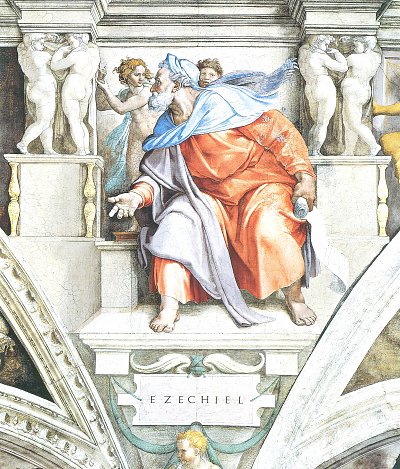 Sixtinische Kapelle Sibyllen und Propheten Der Prophet Ezechiel von Michelangelo als Kunstdruck auf Leinwand