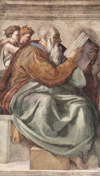 Kunstdruck Sixtinische Kapelle Sibyllen und Propheten Der Prophet Zacharias Detail von Michelangelo als Leinwandbild