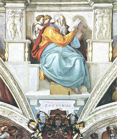 Sixtinische Kapelle Sibyllen und Propheten Der Prophet Zacharias von Michelangelo als Kunstdruck auf Leinwand