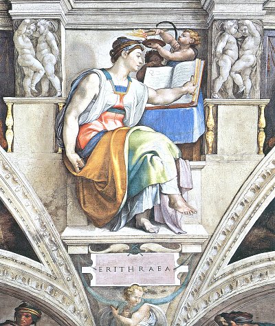 Sixtinische Kapelle Sibyllen und Propheten Die Erythraeische Sibylle von Michelangelo als Kunstdruck auf Leinwand