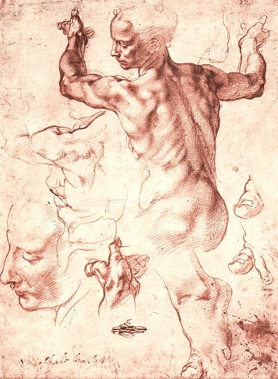Studien fuer die Gewoelbefresken der Sixtinischen Kapelle Libysche Sibylle von Michelangelo als Kunstdruck auf Leinwand