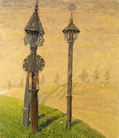 WAYSIDE CROSSES OF ZEMAITIJA von Mikalojus Konstantinas Ciurlionis als Kunstdruck auf Leinwand