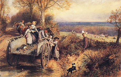 A Peep at the Hounds von Myles Birket Foster als Kunstdruck auf Leinwand