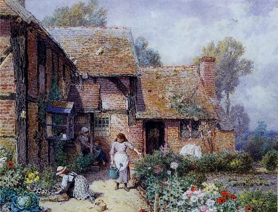 An Afternoon in the Garden von Myles Birket Foster als Kunstdruck auf Leinwand