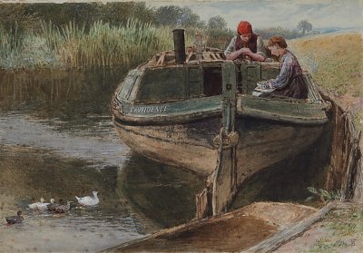 Barge on the Thames von Myles Birket Foster als Kunstdruck auf Leinwand