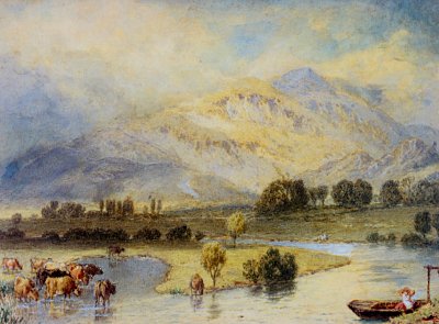 Cattle Watering von Myles Birket Foster als Kunstdruck auf Leinwand