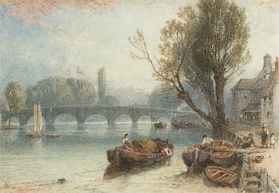 Kew Bridge from Strand on the Green von Myles Birket Foster als Kunstdruck auf Leinwand