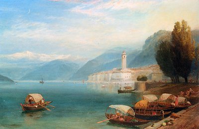 Lake Como von Myles Birket Foster als Kunstdruck auf Leinwand