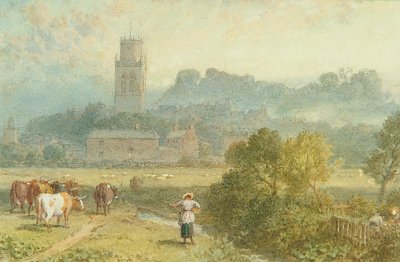 Pontefract Castle Yorkshire von Myles Birket Foster als Kunstdruck auf Leinwand