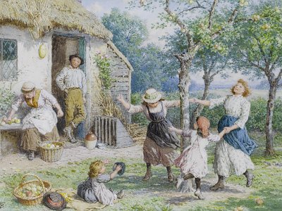 Ring a Ring a Roses von Myles Birket Foster als Kunstdruck auf Leinwand