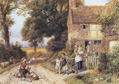 The China Peddler von Myles Birket Foster als Kunstdruck auf Leinwand