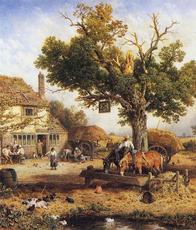 The Country Inn von Myles Birket Foster als Kunstdruck auf Leinwand