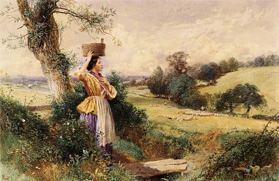 The Milk maid von Myles Birket Foster als Kunstdruck auf Leinwand