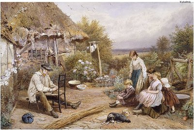The Old Chairmender von Myles Birket Foster als Kunstdruck auf Leinwand