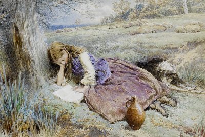 The shepherdess von Myles Birket Foster als Kunstdruck auf Leinwand