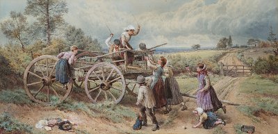 Who s to be king of the castle von Myles Birket Foster als Kunstdruck auf Leinwand