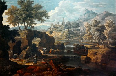 Allegrain Classical landscape von Nicolas Poussin als Kunstdruck auf Leinwand