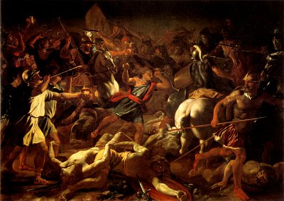 Battle of gideon against the midianites von Nicolas Poussin als Kunstdruck auf Leinwand