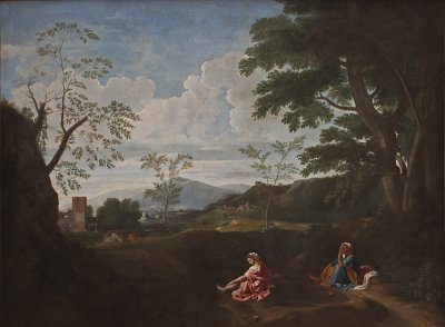 Château de Chantilly Payasage a la femme von Nicolas Poussin als Kunstdruck auf Leinwand