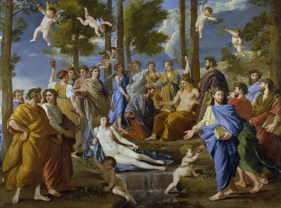 El Parnaso von Nicolas Poussin als Kunstdruck auf Leinwand