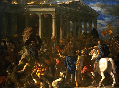 La Destruction du temple de Jerusalem von Nicolas Poussin als Kunstdruck auf Leinwand
