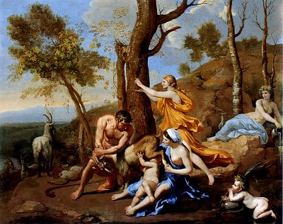 La Nourriture de Jupiter von Nicolas Poussin als Kunstdruck auf Leinwand