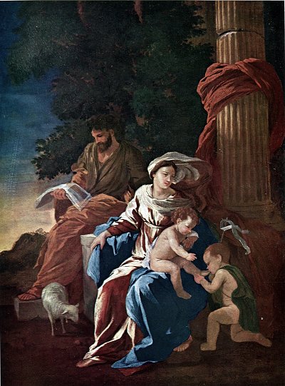 Sainte Famille avec st Jean Baptiste von Nicolas Poussin als Kunstdruck auf Leinwand