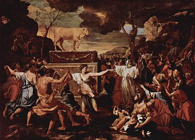 The Adoration of the Golden Calf von Nicolas Poussin als Kunstdruck auf Leinwand