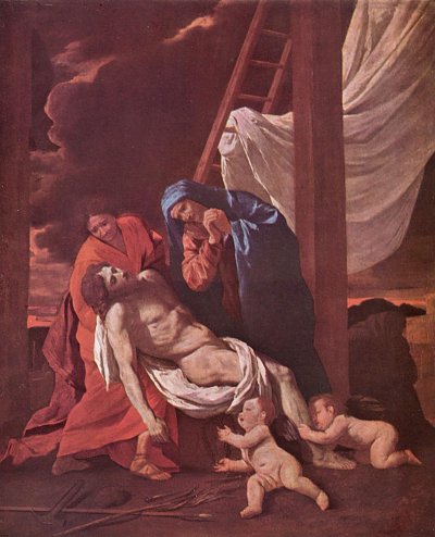descend from the cross von Nicolas Poussin als Kunstdruck auf Leinwand