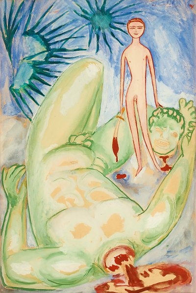 David och Goliat von Nils von Dardel als Kunstdruck auf Leinwand