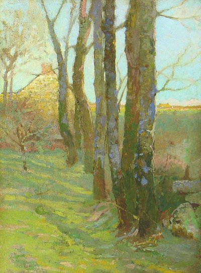 Arbre et maisons von Odilon Redon als Kunstdruck auf Leinwand