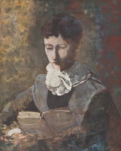 Camille Redon Reading von Odilon Redon als Kunstdruck auf Leinwand