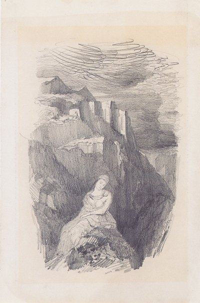 Femme dans un paysage montagneux von Odilon Redon als Kunstdruck auf Leinwand