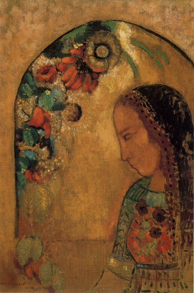 Lady of the Flowers von Odilon Redon als Kunstdruck auf Leinwand