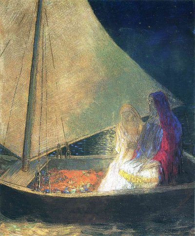 boat with two figures 1902 von Odilon Redon als Kunstdruck auf Leinwand