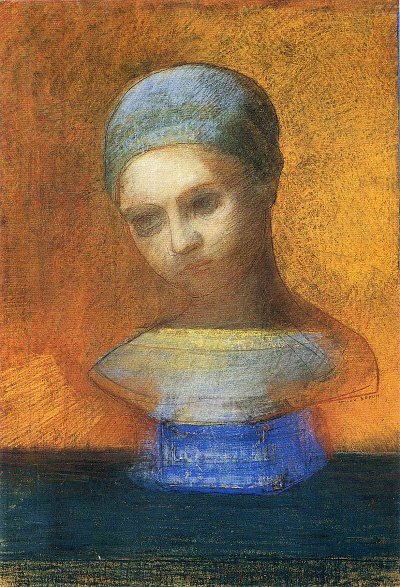 small bust of a young girl von Odilon Redon als Kunstdruck auf Leinwand