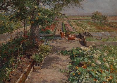 Im Garten von Olga Wisinger Florian als Kunstdruck auf Leinwand