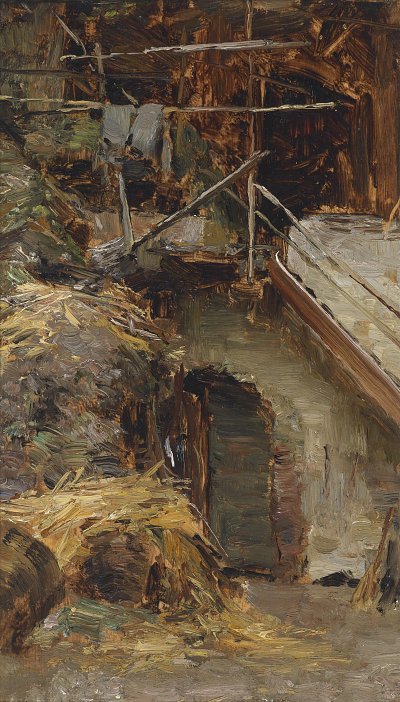 Studie zu einem Stallinterieur von Olga Wisinger Florian als Kunstdruck auf Leinwand