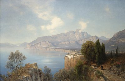 Ansicht von Sorrento von Oswald Achenbach als Kunstdruck auf Leinwand