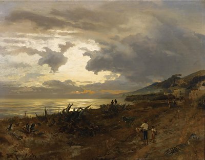 Die Amalfikueste von Oswald Achenbach als Kunstdruck auf Leinwand