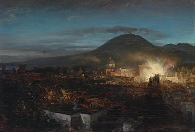 Feuerwerk in Toree dell Annunziata von Oswald Achenbach als Kunstdruck auf Leinwand