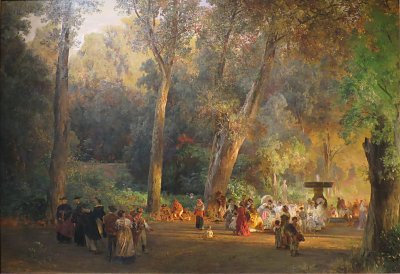 In the Park of Villa Torlonia von Oswald Achenbach als Kunstdruck auf Leinwand