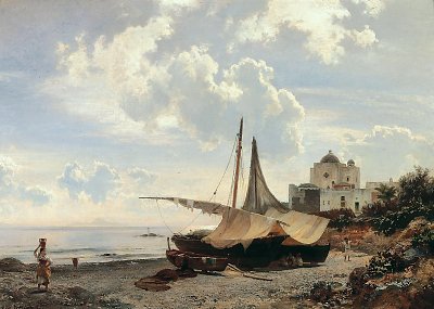 Torre del Greco von Oswald Achenbach als Kunstdruck auf Leinwand