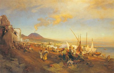 nNeapel von Oswald Achenbach als Kunstdruck auf Leinwand