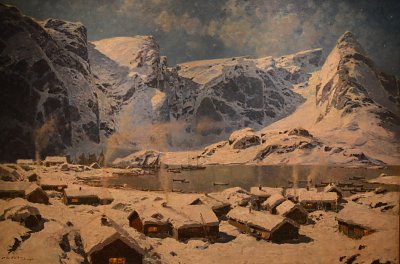 Winter Reine In Lofoten von Otto Sinding als Kunstdruck auf Leinwand