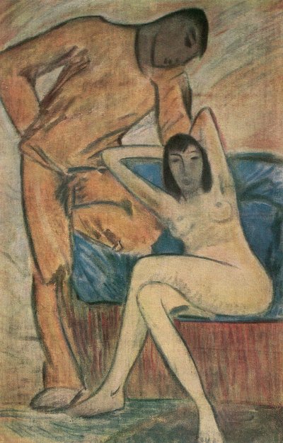 Das große Paar von Otto-Mueller als Kunstdruck auf Leinwand