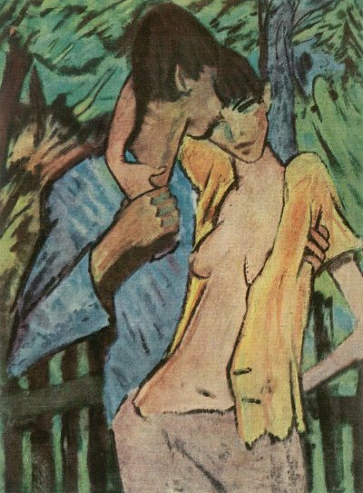 Liebespaar Stehend von Otto-Mueller als Kunstdruck auf Leinwand