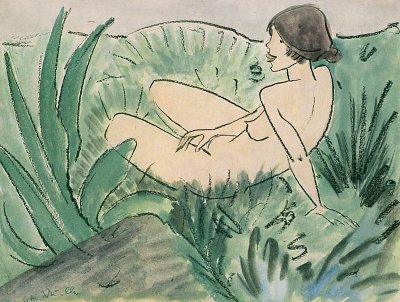 Mädchen im Dünengras von Otto-Mueller als Kunstdruck auf Leinwand